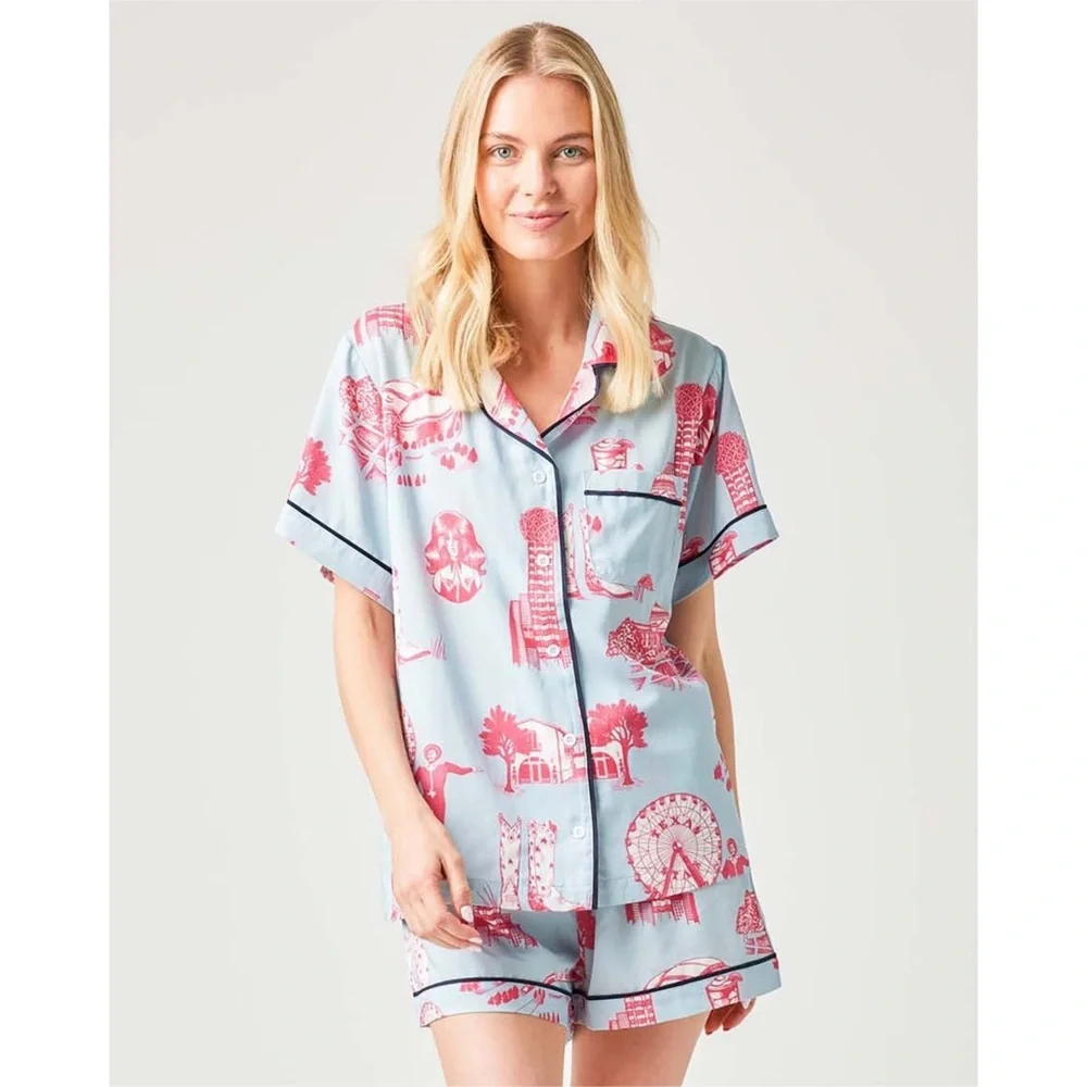 Katie Kime Dallas Toile Pajama Top - Picture 2 of 13